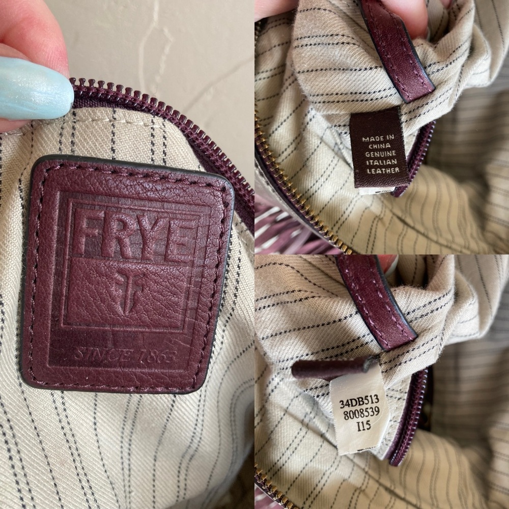 The Frye Company Heidi Leather Crossbody Fringe Purse Oxblood Burgundy - Picture 11 of 15